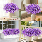 ZAIYW 18 Bundles Artificial Flowers Outdoor Fake Flowers Pansies Faux Artificial Plants for Planter Porch Yard Home Decor (Purple White)