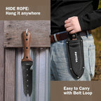 ROYTOA Hori Hori Garden Knife, Garden Tools with Sheath for Weeding,Planting,Digging, 7" Stainless Steel Blade with Cutting Edge, Full-Tang Wood Handle with Hanging Hole