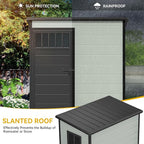 DWVO Outdoor Storage Shed 5x3FT with Fence-Style and Side Windows, Floor & Lockable Doors, Plastic Storage Shed, Storage Shed for Backyard and Garden