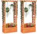 MAT EXPERT Raised Garden Bed with Trellis & Hanging Roof, Lattice Panel with Drainage Hole for Flower, Climbing Plant, Herb, Planter Box for Garden, Patio, Yard (2, 31" L x 14" W x 60" H)