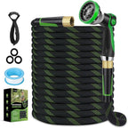 Non-Expanding Garden Hose 100 ft, Lightweight Hose & Flexible Water Hose With 10-Pattern Spray Nozzle, Kink-Free Design, Durable Leakproof Yard Outdoor Hose, Portable Storage Strap, 100 Feet