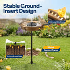 VIVOHOME Oval Bird Bath with Solar Fountain for Outside, Weather-Resistant ABS Birdbath Bowl with Solar Powered Pump, Metal Ground Stake for Outdoor, Garden, 1.3 Gallons, Copper