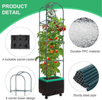 Yhtpouqe Raised Garden Bed with Self Watering Garden Pots, Planter Box with Trellis for Climbing Plants Vegetable Vine Flowers, Tomato Cage Planter for Indoor Outdoor Yard Greenhouse Use