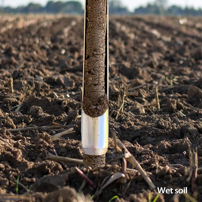 HiHydro 12 Inch Stainless Steel Soil Probe with 2 Sample Bags, T-Handle Soil Test Kit for Plant Care, Garden, Lawn, Farm