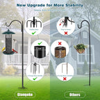 Gtongoko 47 inch Small Shepherds Hooks for Outdoor with 5 Prongs, Adjustable Bird Feeder Pole Garden Hooks for Hanging Lanterns, Plants Baskets, Hummingbird Feeders, 2 Pack