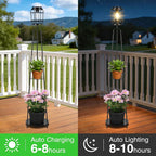 TOWPONICS 52.4'' Outdoor Floor Lamp with Plant Stand, Solar Lights Outdoor Waterproof with Planter, Solar Powered Patio Lights for Deck Pathway Driveway Front Porch Decoration, 1-Pack