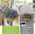 Waipfaru 20 Bundles Artificial Plants Outdoor,Fake Flowers UV Resistant Outdoor Fake Plants,Faux Lavender Shrubs for Window Garden Patio Hanging Planter Pathway Front Porch (Purple)