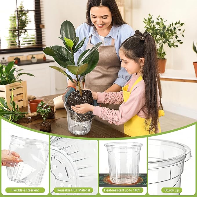 36 Pack Clear Plant Nursery Pots, 7/5/4/3.5 Inch Plastic Planter Pots with Drainage Hole, Flower Seedling Nursery Pots with 20 Labels for Garden Indoor Outdoor
