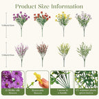 SHareconn 24 Bundles Artificial Flowers for Outdoors Decoration, Faux Plants Fake Silk Colorful Daisy Eucalyptus Lavender, UV Resistant for Outside Home Porch Indoor Spring Decor, RedPurpleYellowWhite