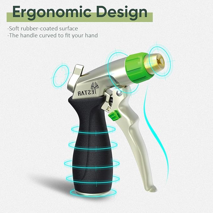 Garden Hose Metal Nozzle Spray With 4 Adjustable High Pressure Patterns Hose Nozzle and Water Pistol Nozzle for Watering Plants