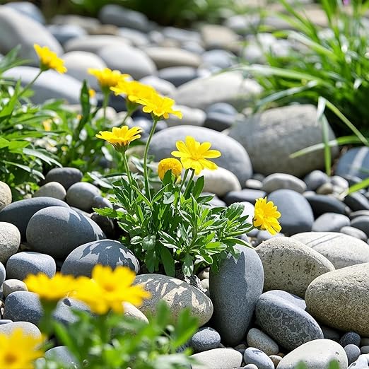 Large River Rocks for Landscaping, 40lbs Aquarium Rocks, 3-4 Inch Black Pebbles for Indoor Plants, Natural Stones for Garden Paving Plant Rocks Crafting Walkways