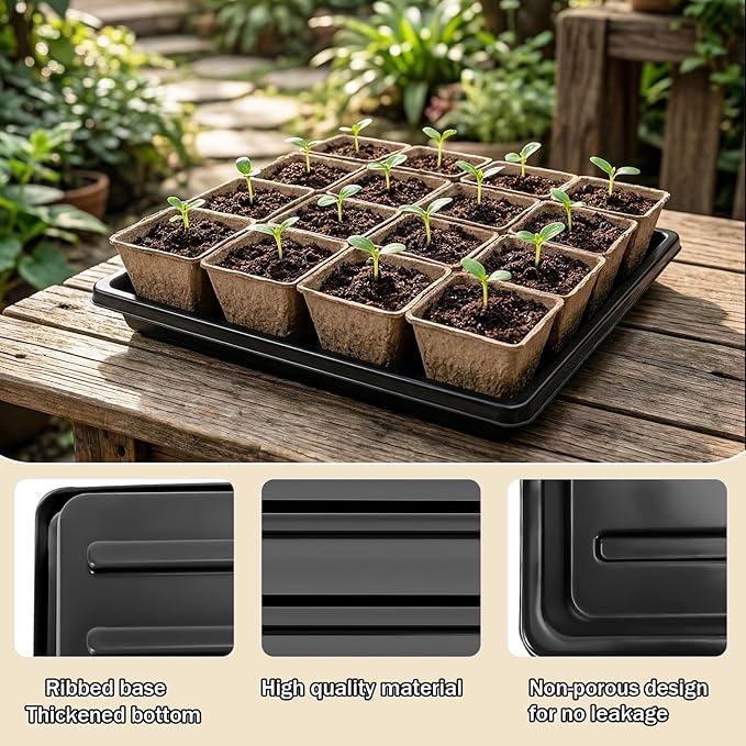 NNG 5PCS Seed Starter Tray with 90PCS Square Seed Peat Pots,Seed Starter Kit with Germination Trays Seedling Pots for Seedling Propagation and Plant Growing