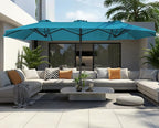 SUPERJARE 13FT Outdoor Umbrella for Patio, Double sided Pool Umbrellas with Fade Resistant Canopy, Large Table Umbrella for Deck, Market, Backyard - Lake Blue