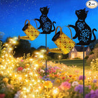 Solar Lights Outdoor, 2 Pack Black Cat Solar Watering_Can Lights, Birthday Gifts for Women Mom Cat Lover Mother's Day Christmas, Waterproof Hanging Lantern Garden Decor Outside Patio Yard Pathway