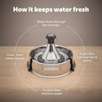 PetSafe Stainless Multi-Pet Fountain with Extra Filters Great for Multiple Pet Households Customizable Stream Options Scratch and Rust Resistant 128 Oz Water Capacity Fresh, Filtered Water