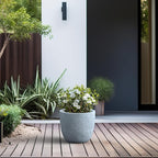 Kante 14 Inch Dia Round Concrete Planter, Indoor Outdoor Large Plant Pot with Drainage Hole and Rubber Plug for Home Patio Garden, Slate Gray