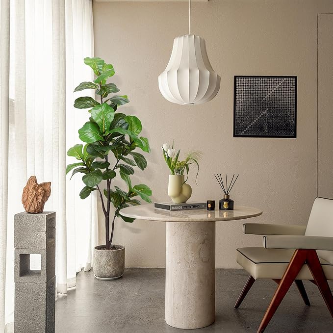 Artificial Fiddle Leaf Fig Tree 6ft, Large Faux Plant Fake Ficus lyrata Silk Trees with Pot for Indoor Outdoor House Living Room Office Home Decor