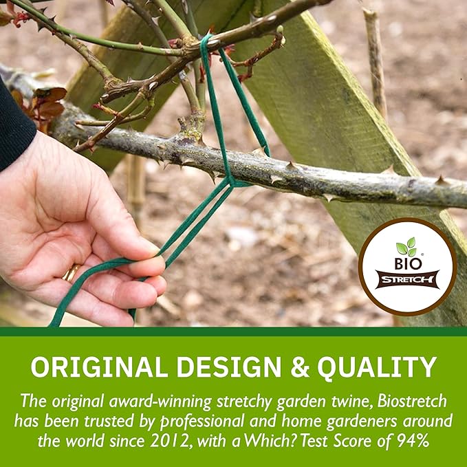 Bio-Stretch Soft Garden Plant Ties for Indoor & Outdoor Plants - Strong & Stretchy Cut-to-Length Plant Tape for Climbing Plants, Tomato Vines & Home Gardening (65 ft / 20M)