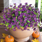 HyeFlora Artificial Flowers for Outdoor Indoor Garden Home Decoration, Faux Flower Daisy with Eucalyptus Leaves Fake Plants Greenery Boxwood Porch Patio, 12 Bundles (Purple 2)