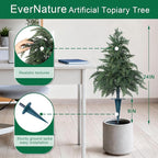 Artificial Cedar Topiary Trees with Ground Spike, 2 Pack Fake Pine Shrubs Bushes, UV Resistant Faux Evergreen Cypress Tree Plants for Indoor Outdoor Planters Front Porch