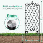AMAGABELI GARDEN & HOME 2 Pack 60" x 18" Garden Trellis for Climbing Plants Outdoor Metal Rustproof Roses Trellis Potted Vines Vegetables Flowers Wire Lattices for Ivy Cucumbers Clematis Black