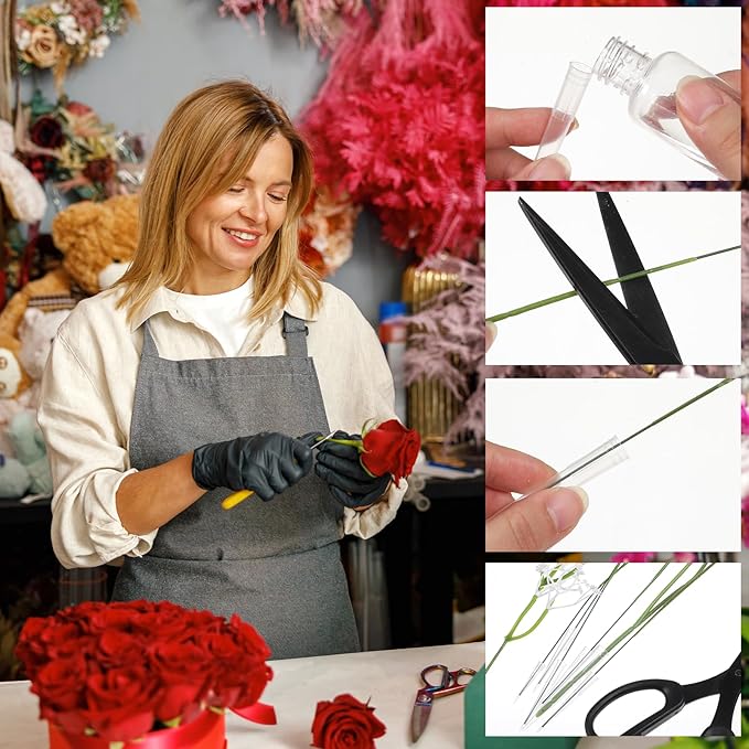 Plastic Flower Stems Tubes, 30 Pcs Clear Pointed End Floral Tubes Posy Picks for DIY Cake Decoration Flower Arrangement Craftsmanship (3 Sizes Large, Medium, Small)