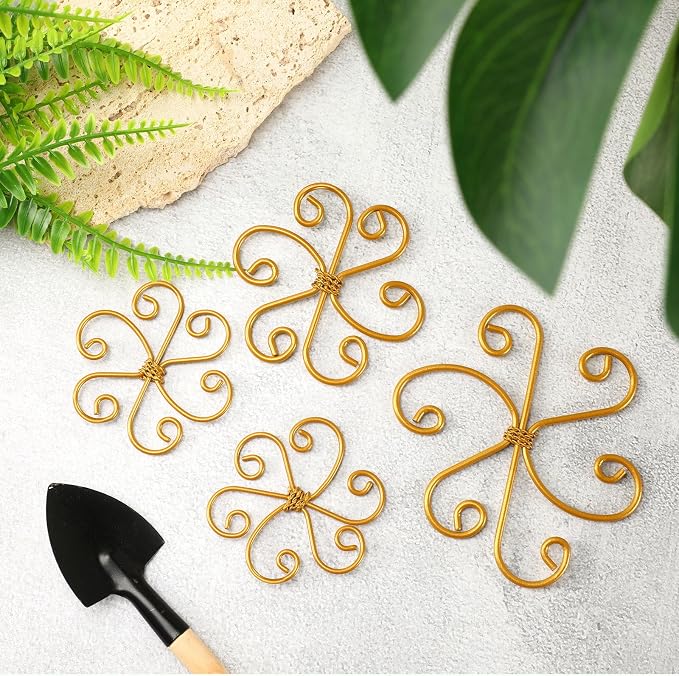 Augshy 4 Pcs Plant Stem Support,Gold Metal Climbing Holder Stabilizer for Outdoor Indoor Monstera Growing Climbing Plants Stabilization and Support