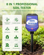 8-in-1 Soil Moisture Tester with APP Monitoring, Soil Moisture pH Meter, Light, Salinity, Fertility, EC, Temperature, Humidity Soil Test Kit for Garden, Farming, Lawns, Indoor & Outdoor Plants.
