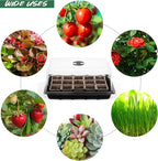 Hahood 4 Pack Seed Starter Tray Set Plants Growing Trays Peat Pots for Seedlings with Seed Starter Pots, Plastic Germination Tray, Plant Labels, Tool for Flower Vegetable Planting, Black