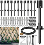 12-Set Black 5/64" (2mm) Wire Trellis for Climbing Plants Outdoor with 53ft Vinyl Coated Cable, T316 Stainless Steel Wall Wire Trellis Kit