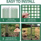 17'' Tree Trunk Protector, 12 Pack Wire Plant Protector from Animals, Metal Tree Guards with Metal Stakes & Zip Ties,Mesh Tree Bark Protector from Deer Animals Trimmers Mowers