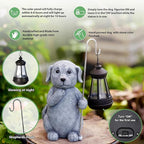 Qeeman Solar Dog Garden Statue: Weatherproof Resin Figurine with Warm Glow Lantern - Outdoor Decor for Yard Pathway Patio Porch Balcony - Gifts for Mom Grandma Dog Lovers