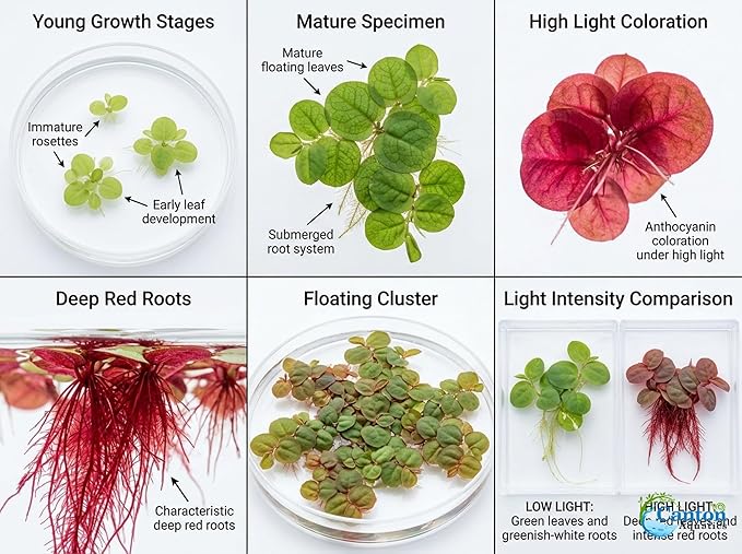Red Root Floaters Live Plant, Floating Plants for Aquarium Surface Shade, Easy Care for Freshwater Fish Tanks and Ponds 1-2 Ounce Portion