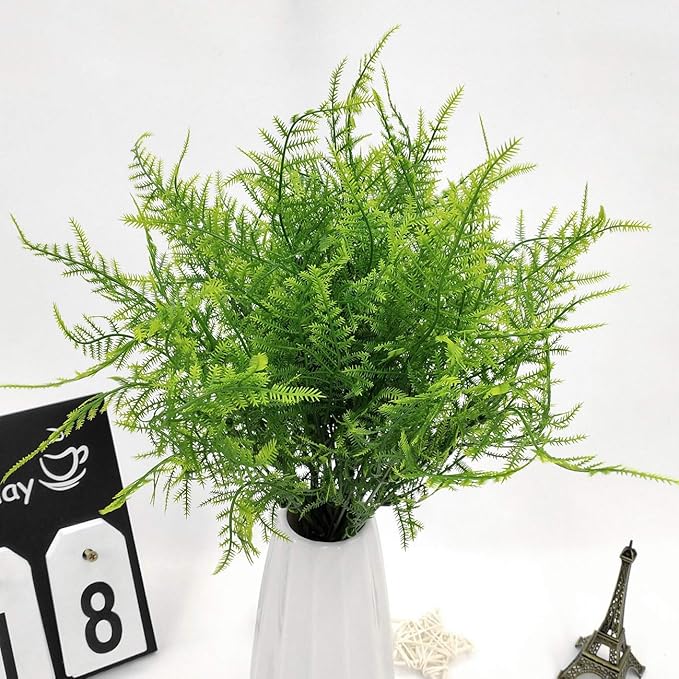 PASYOU Artificial Shrubs, Plastic Plants Fake Bushes Grass Greenery Leaves Shrub Bush Home Garden Indoor Outdoor Verandah Wedding Party DIY Table Arrangement Decoration Planting Filler 4 Bundles