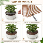 Nuanchu 6 Pcs Plant Pot Covers Grid Soil Protector from Animals 11.8" Cuttable Flower Protector Cat Digging Stopper Plant Pot Cover with Stakes for Indoor Outdoor Gardening, Round Square(Brown)