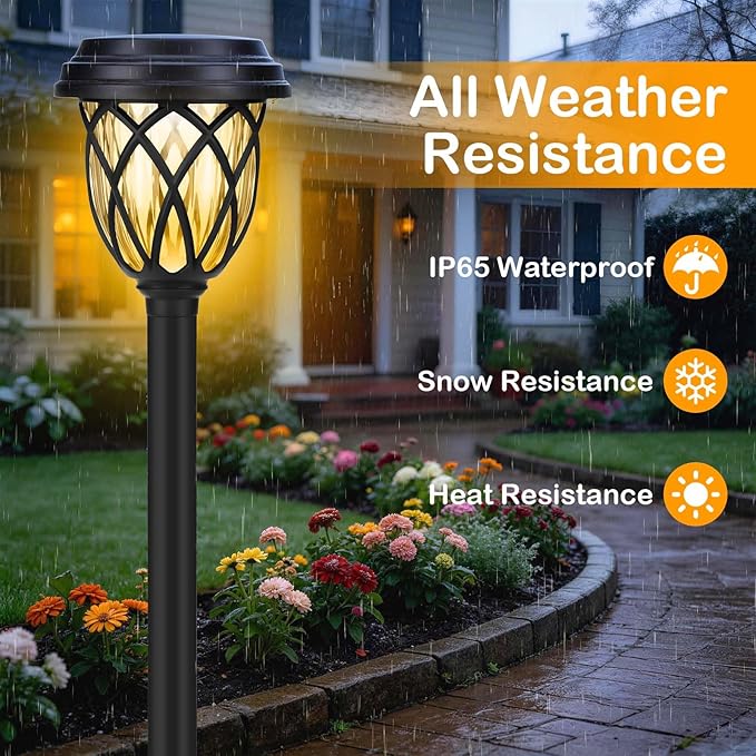 Solar Lights Outdoor 8 Pack Solar Garden Lights Waterproof IP65 Solar Landscape Lights Solar Pathway Lights for Patio, Yard, Driveway Decoration (Warm White