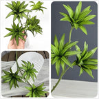Fake Dracaena Reflexa Plant, Artificial Greenery Branches 18.5" Realistic Shrubs Plastic Stems Faux Leaf Plants for Indoor Outdoor Potted Wedding Party Office Planter Filler DIY Decoration Green 2 Pcs