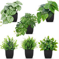 Der Rose 6 Pack Fake Plants Small Artificial Plants in Black Pots for Home Office Desk Bathroom Aesthetic Farmhouse Room Decor Indoor