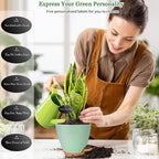 6 Inch Self Watering Pots for Indoor Plants(5-Pack) – Small Plastic Planters with Water Level Window, Drainage Holes & Detachable Trays, Indoor Outdoor Flower Pots for Herbs, Snake,Pothos (Green)