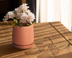 D'vine Dev 4 Inch Terracotta Beaded Planter Pot - Flower Pot with Drainage Holes and Saucers for Indoor Succulent Plants or Flowers,Terracotta, 27-C-Z-7