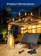 Brightown 100FT Solar String Lights Outdoor Waterproof, Patio Lights with Remote and 31+2 LED Shatterproof Bulbs, Dimmable & Timable, 3 Light Modes, Solar Lights Outdoor for Yard Camping Party Outside