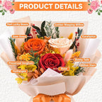 Gnifot Preserved Flowers Bouquet, Flowers for Delivery,Handmade Orange Rose Bouquets Lasting 3-5 Years, Luxury Gift Box,Birthday Flowers Gifts for Women Mom Grandma Wife Friends