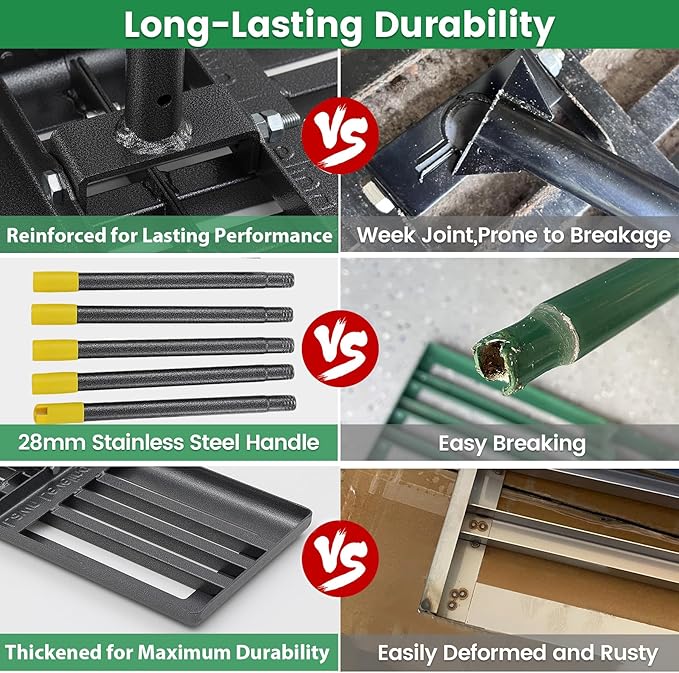 Lawn Leveling Rake - Heavy Duty 30" x 10" Lawn Leveler,Anti-Flip Edge, Adjustable 5FT Handle, Folding Plate for Yard, Soil, Sand, Topsoil Spreader - Garden Ground Top Dressing,Landscaping Tool