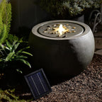 Tankana Solar Water Fountain Outdoor Garden Bubbler Large Water Feature Outdoor Fountains Solar Powered with Pebbles for Patio Deck Yard Home Decor Gray, 25 "L X 25" W X 17.5" H