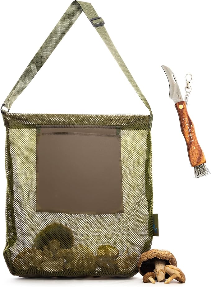 Foraging Bag - Mushroom Foraging Kit with Bag and Knife, Great for Mushroom Decor Lovers
