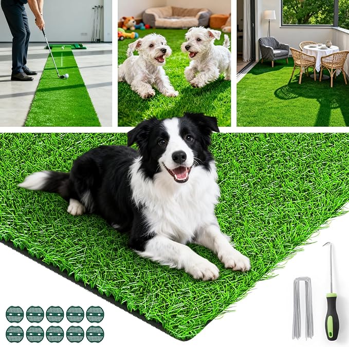 Artificial Turf Grass Outdoor: Grass Pad for Dogs Indoor Potty Training, Replacement Turf Rug for Patio Balcony Apartment Landscape Decoration, Easy to Clean with Drainage Holes(3.0x5.0ft)