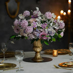 Sziqiqi Gold Flower Arrangements Vase for Wedding Table Centerpiece - 9in Metal Planter Vase Pot for Artificial Real Flower Small Trumpet Plant Urn for Garden