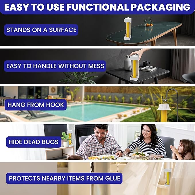 Fly Stick Sticky Fly Traps for Indoors Outdoor 4pk. Non-Toxic Super Sticky Hanging Flies Catcher Paper Tape Strips for Home. Catches All Bugs and gnats. Indoor Outdoor House Flying Insect Trap.
