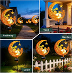 ZNYCYE Solar Garden Decor Outdoor Statue, Moon Fairy Garden Figurines for Mom Women Grandma Solar Stake Lights for Patio, Yard, Lawn, Pathway (Warm White)