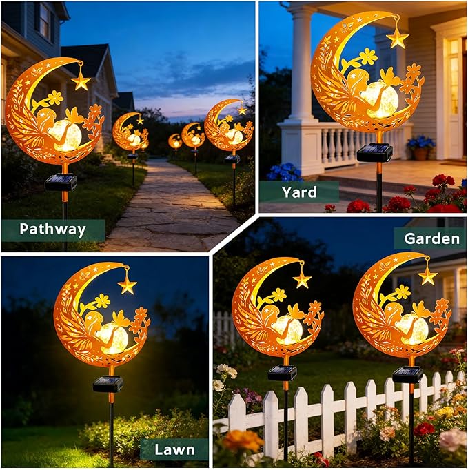 ZNYCYE Solar Garden Decor Outdoor Statue, Moon Fairy Garden Figurines for Mom Women Grandma Solar Stake Lights for Patio, Yard, Lawn, Pathway (Warm White)
